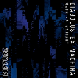 Cover art for Diabolus Ex Machina. A blue, glitchy pattern with a black background.