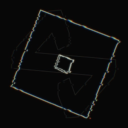 Cover art for Ratpack. Geometric shapes are rendered with distorted, jittery lines, and an outline of Spekular's 's' logo is faintly visible.